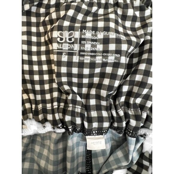 Albion Fit Gingham Jumpsuit Black White Womens Petite Size Small Jetsetter - Picture 7 of 7